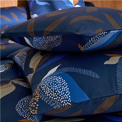 Linge de lit satin de coton motif feuillage stylisé - BECQUET CRÉATION
