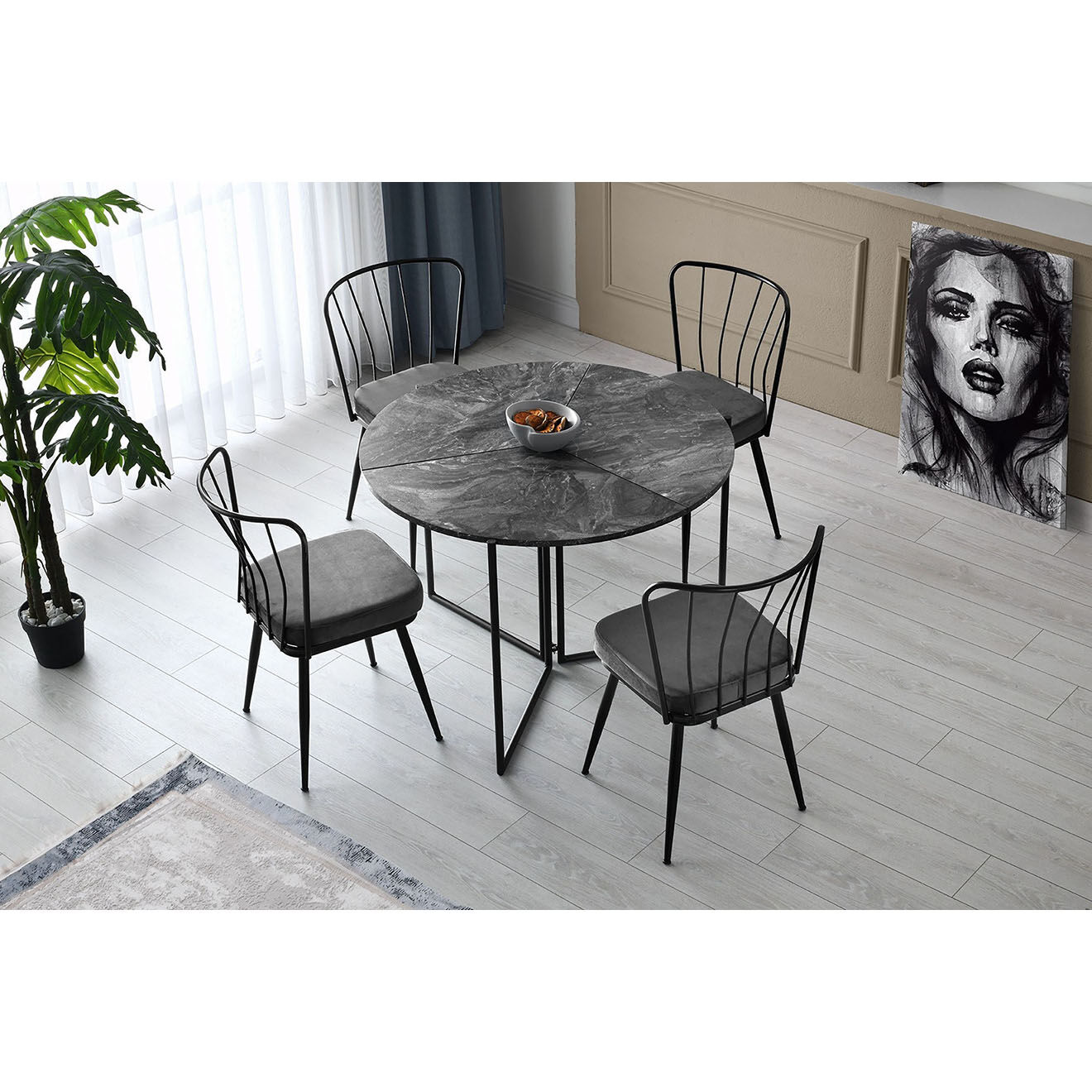 Homitis 4 Chaises Yildiz noires - 43x82x42 cm