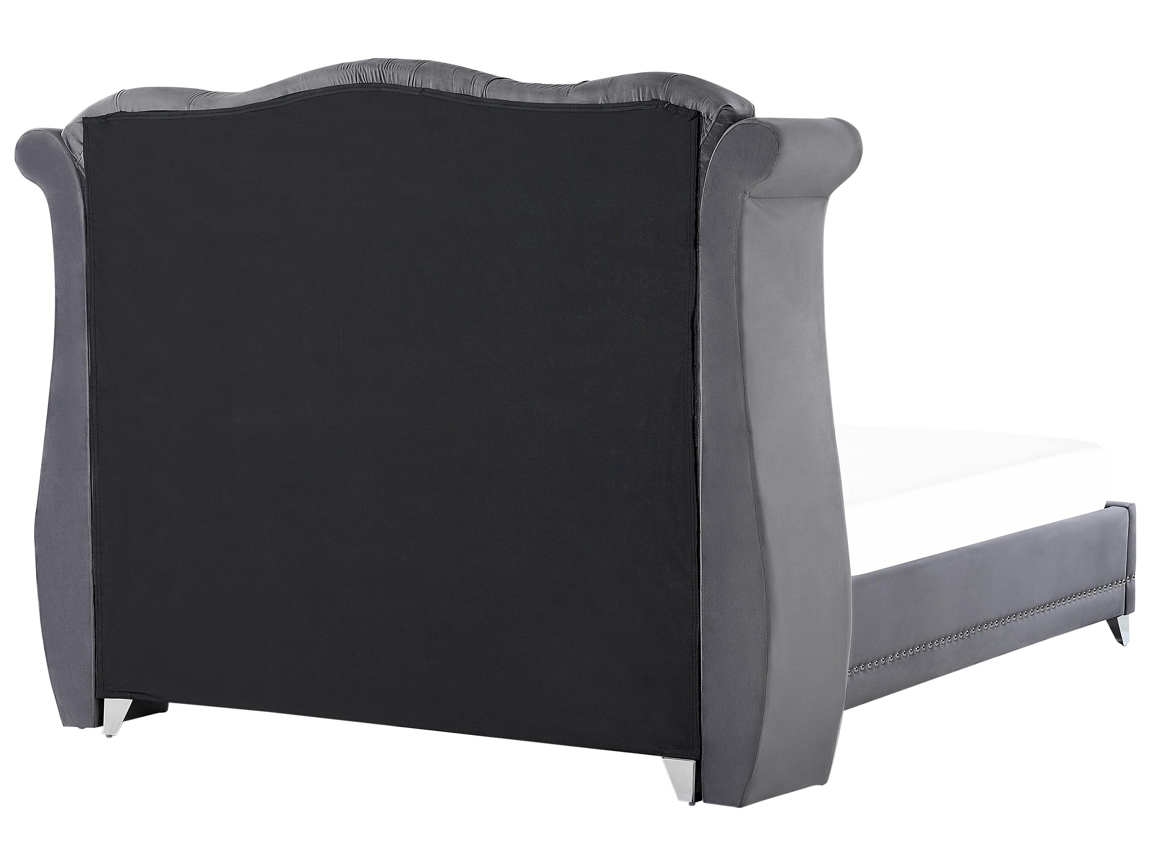 Bed Fluweel AYETTE 180 x 200 cm Grijs