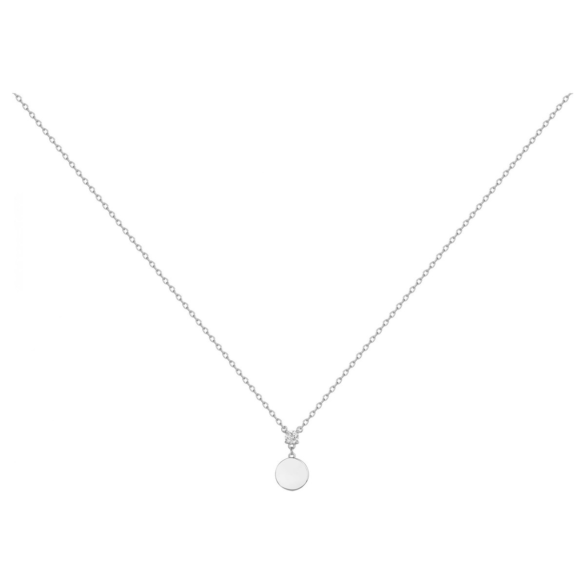 Collier mono-motif en Argent avec oxyde de zirconium blanc