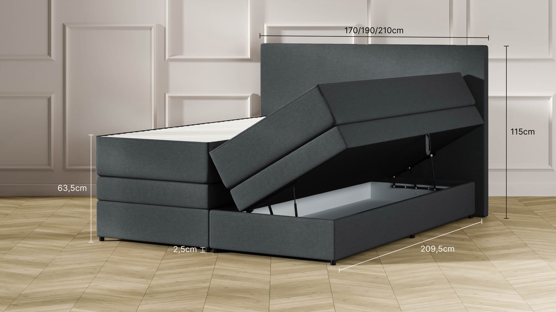 Emma Premium Stauraum Boxspringbett
