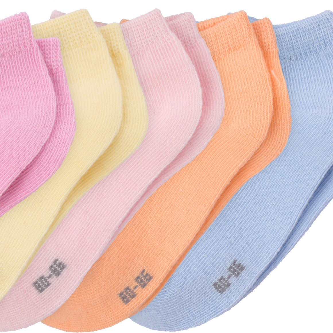Topomini 5 Paar Baby Sneaker-Socken im Set rosa / hellblau / gelb
