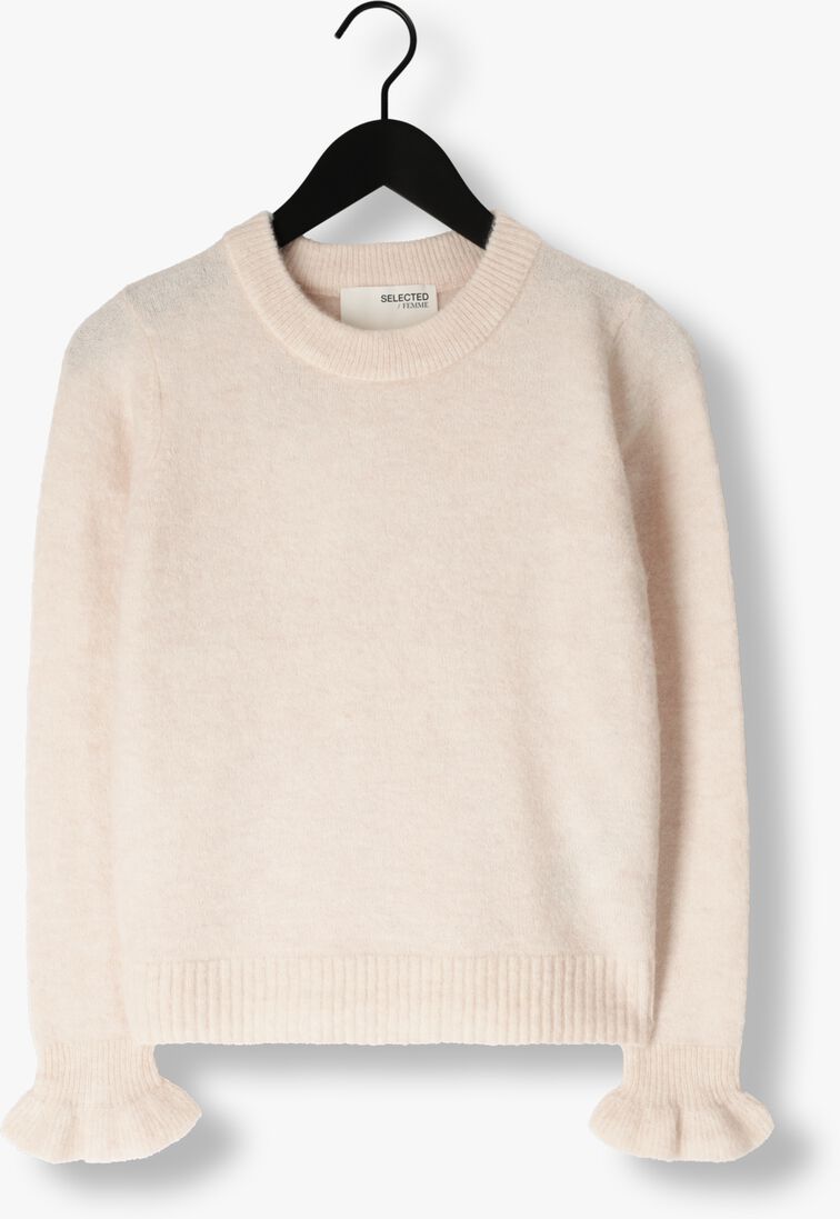 SELECTED FEMME beige selected femme trui slfsia ras ls knit frill cuff o-neck b