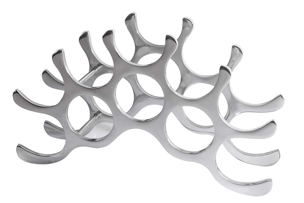 Modernes Weinregal FLAME 48cm silber für 10 Flaschen Flaschenhalter