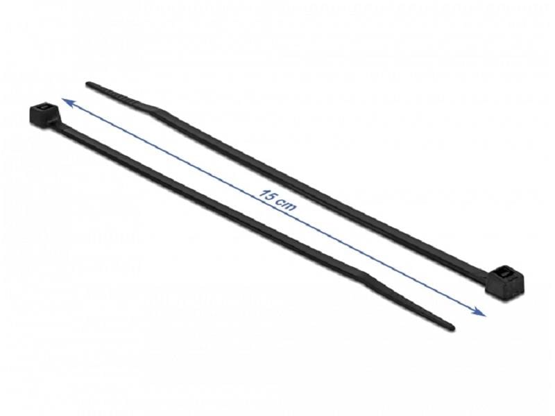 Delock Kabelbinder Schwarz 150 mm x 3.6 mm, 100 Stück Kabelbinder hitzebeständig