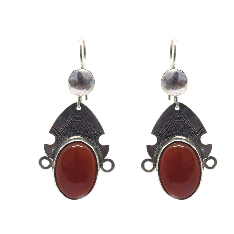 boucles d'oreille déesse touareg rouge