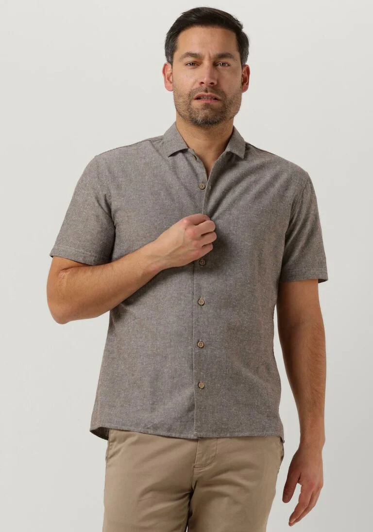 ANERKJENDT bruine anerkjendt casual overhemd akleon s/s cot/linen shirt