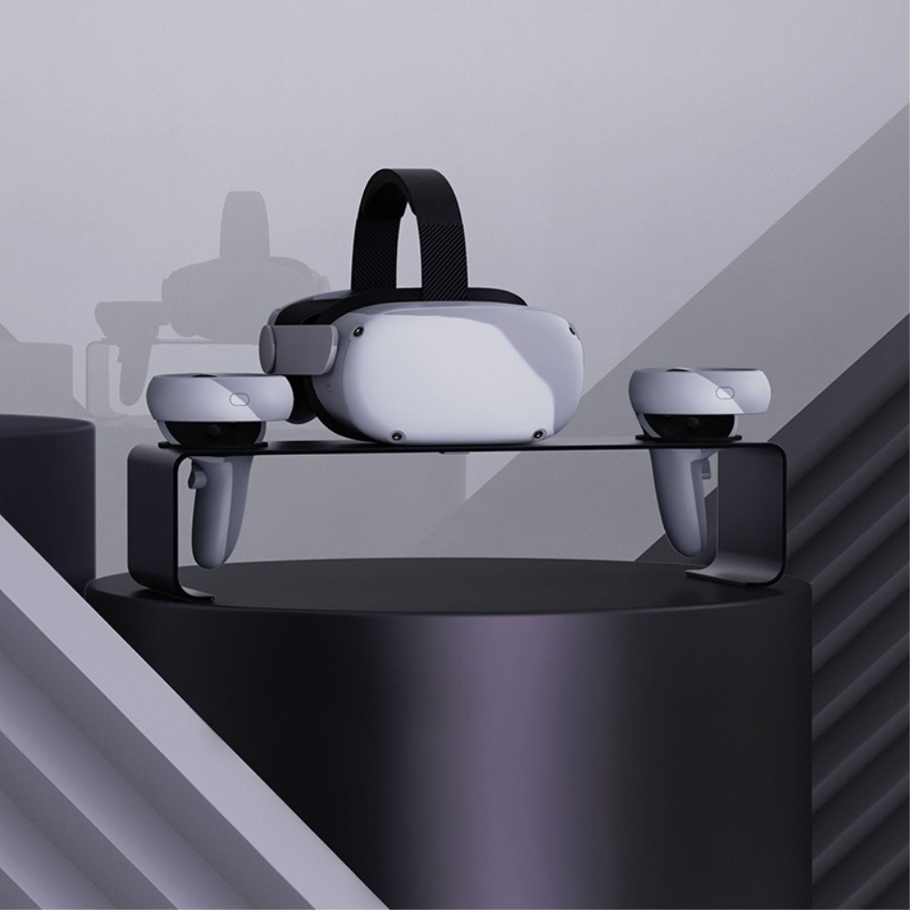 2in1 Meta Quest / Oculus Quest 2 Edelstahl Halterung für VR Brille und Controller - Schwarz