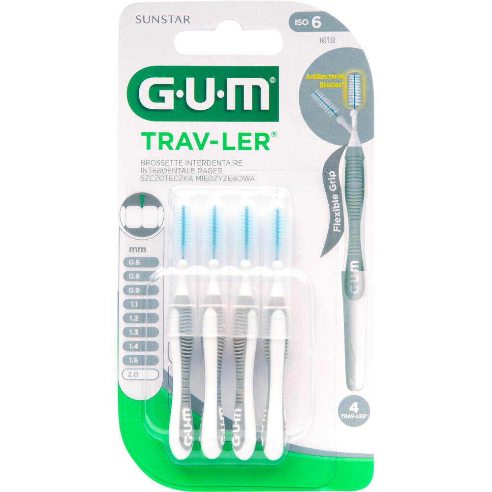 GUM Trav-Ler Ragers Grijs 2.0mm4 stuks