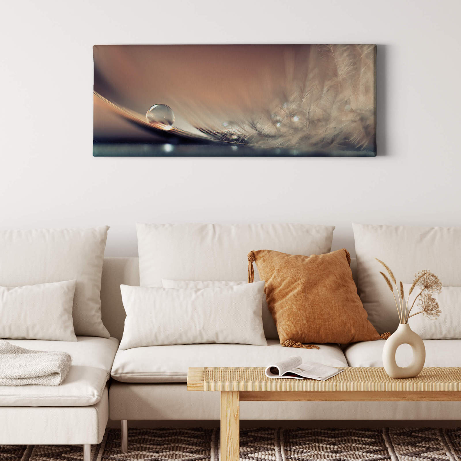 Leinwandbild WASSERTROPFEN - grau - 100x40 cm