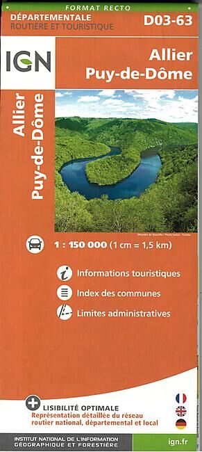 IGN - D03 63 ALLIER PUY DE DOME ECHELLE 1 150 000