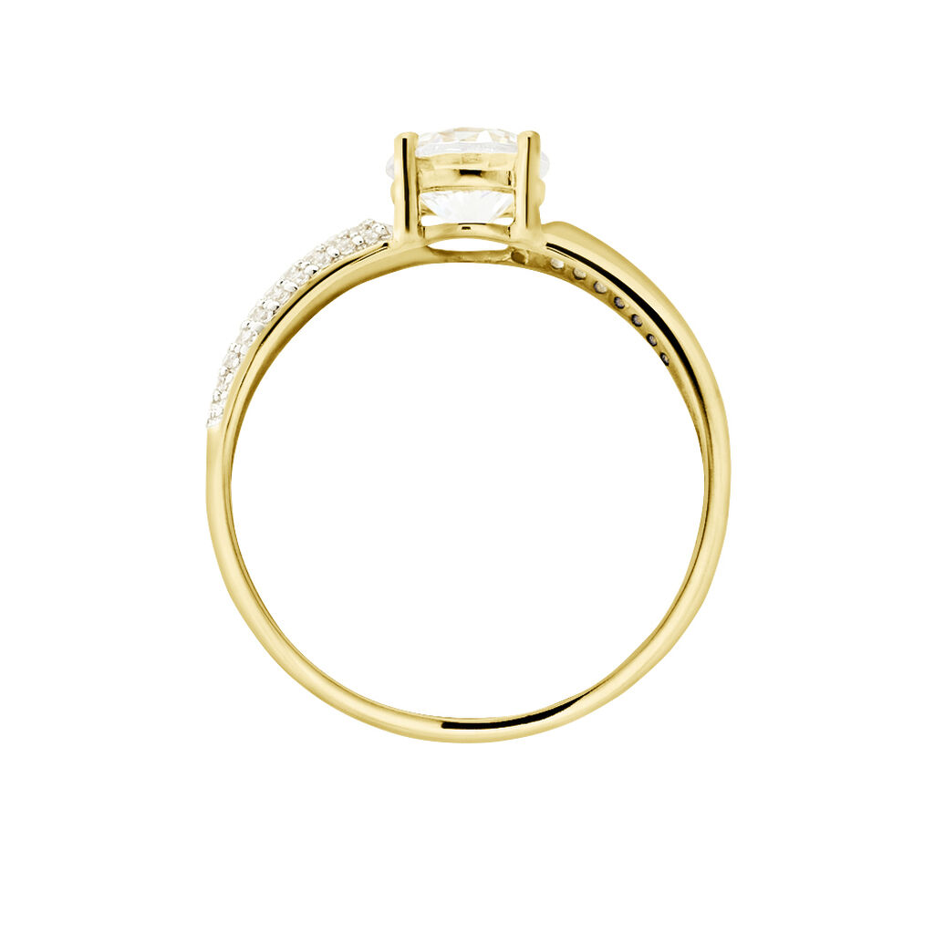Bague Solitaire Messine Or Jaune Oxyde De Zirconium