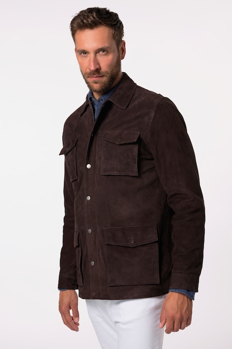 Leder-Fieldjacket, Leder, Ziegen-Veloursleder, viele Taschen