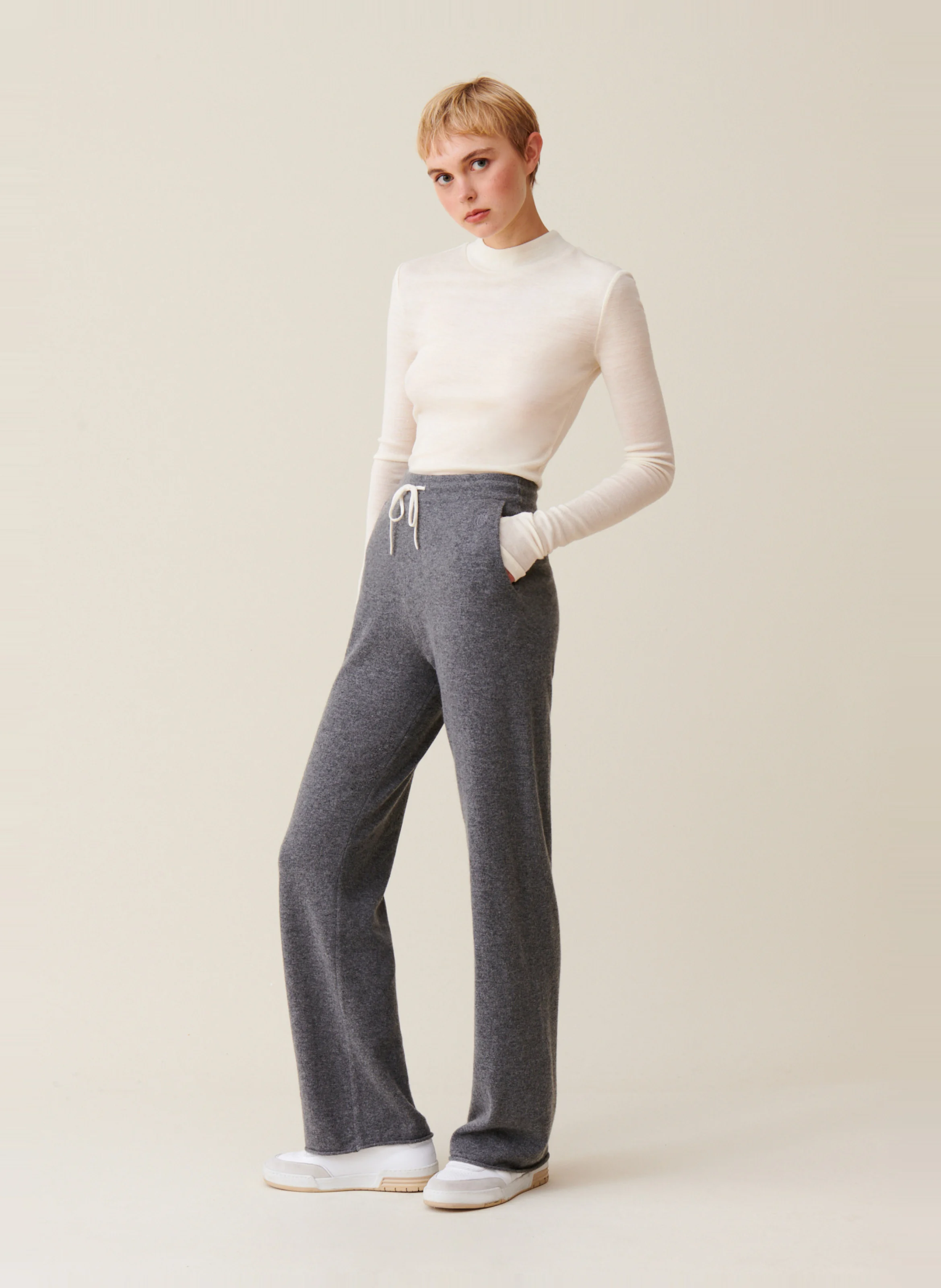 Pantalon fluide en cachemire | Gris