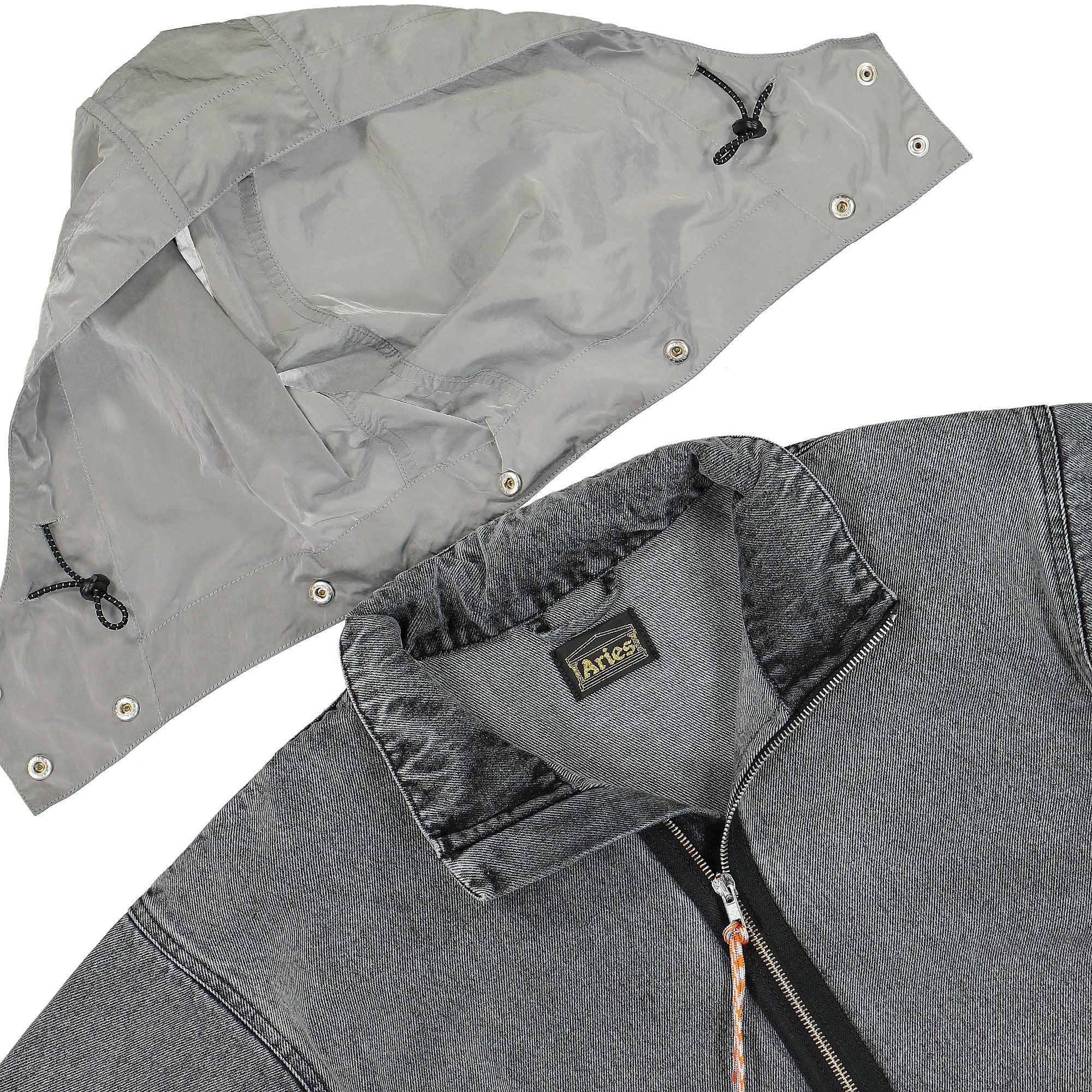 Aries<br>Nylon Hooded Denim Jacket