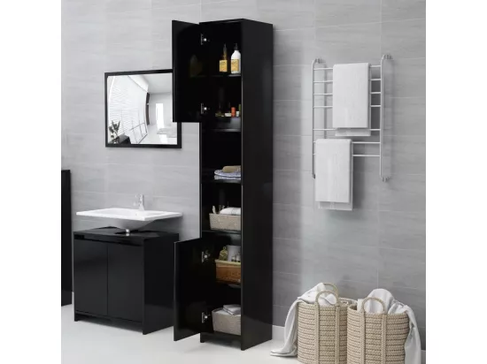 Armoire de salle de bain Noir 30x30x183,5