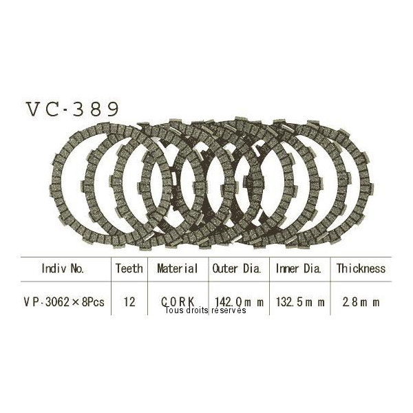 Kyoto - Disques garnis d'embrayage Cross VC389