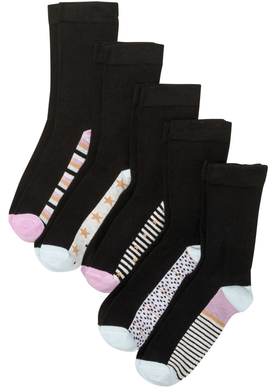 Lot de 5 paires de chaussettes bord non comprimant avec coton