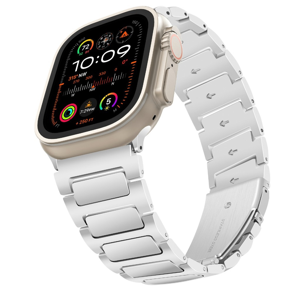 Apple Watch (42/41/40/38 mm) Armband aus Zinklegierung mit Faltschliesse (Gelenkumfang: 135-210mm) - Silber