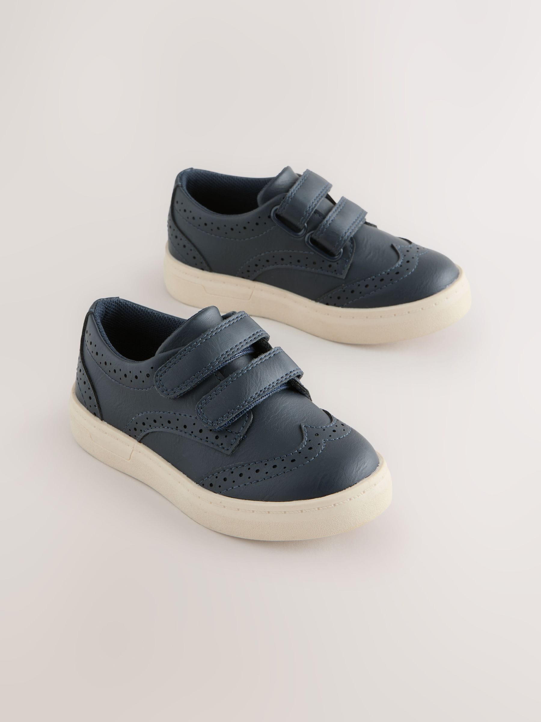Donkerblauw - Brogue schoenen met klittenbandsluiting