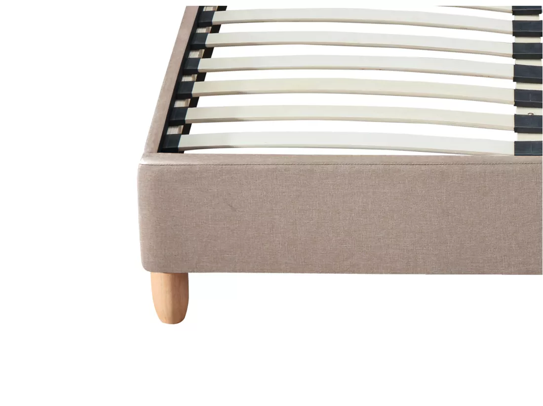 Lit 140 x 190 cm avec tête de lit capitonnée - Tissu - Beige + Matelas - ELIDE