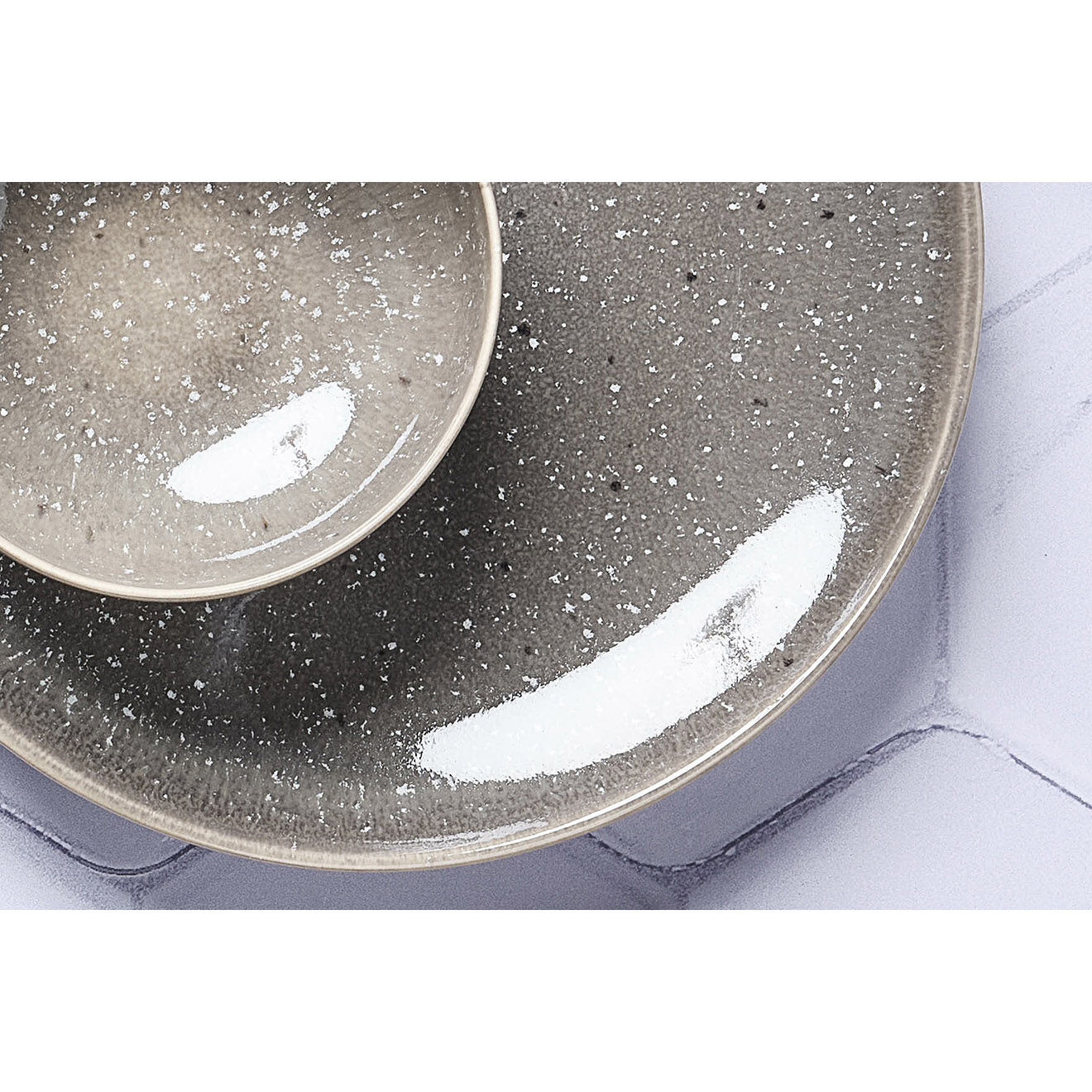 Bjorn Service Complet en Grès Stellar gris/anthracite - 48 pièces