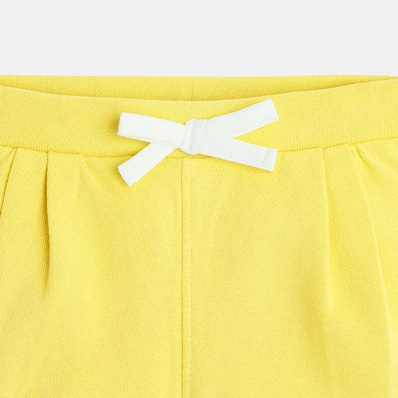 Short à plis en molleton jaune bébé fille Jaune