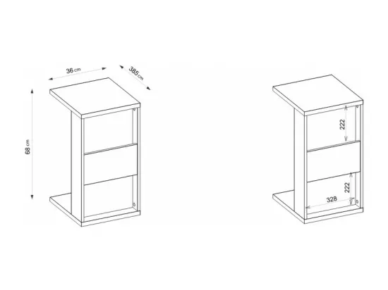 Meuble Bout de Canapé Blanc 2 Niches L 36 H 68 P 38.5 cm