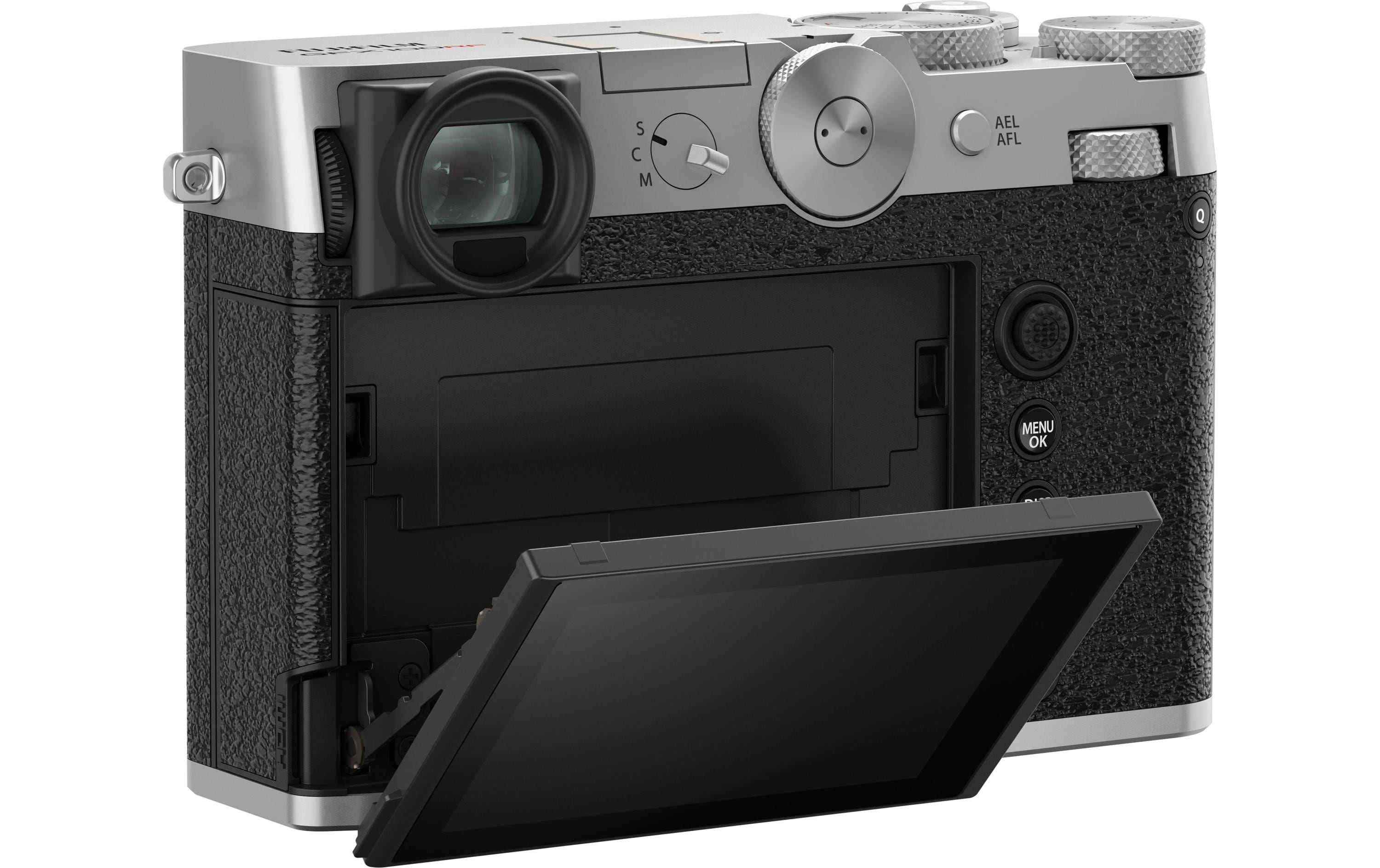 Fotokamera GFX 100RF Silber<br>GFX-Kamera mit fest verbautem Objektiv und bringt die Mittelformat-Bildqualität in ein ultrakompaktes Design