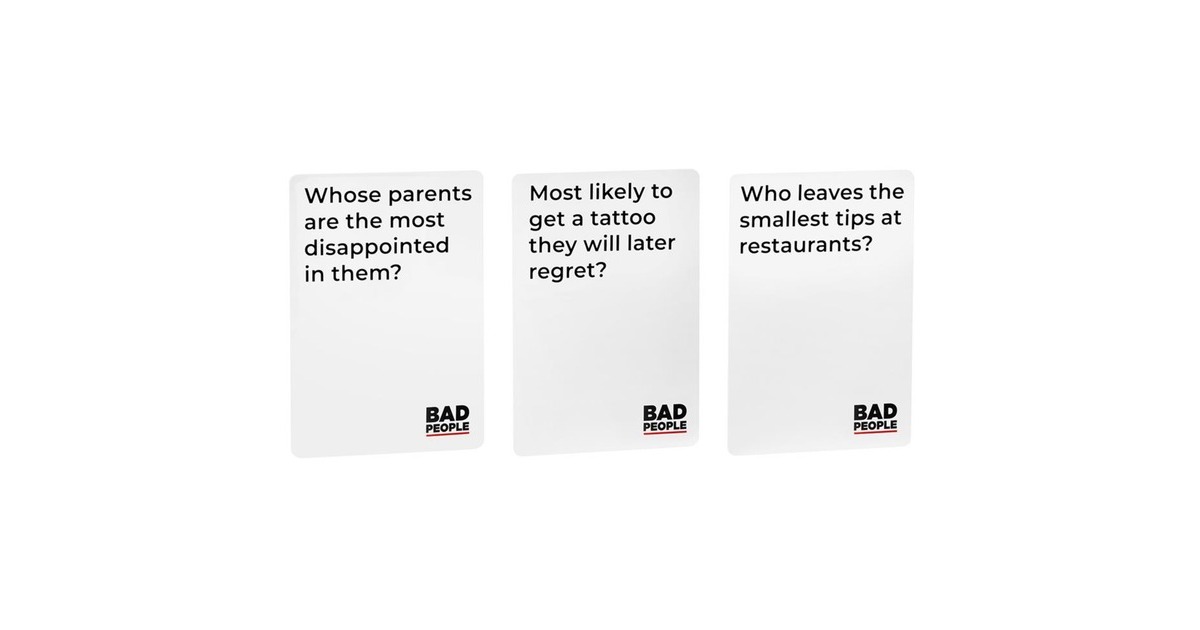 European Player NetworkBad People Partyspel  (Engels, 3 - 10 spelers, 20 - 60 minuten, Vanaf 17 jaar)