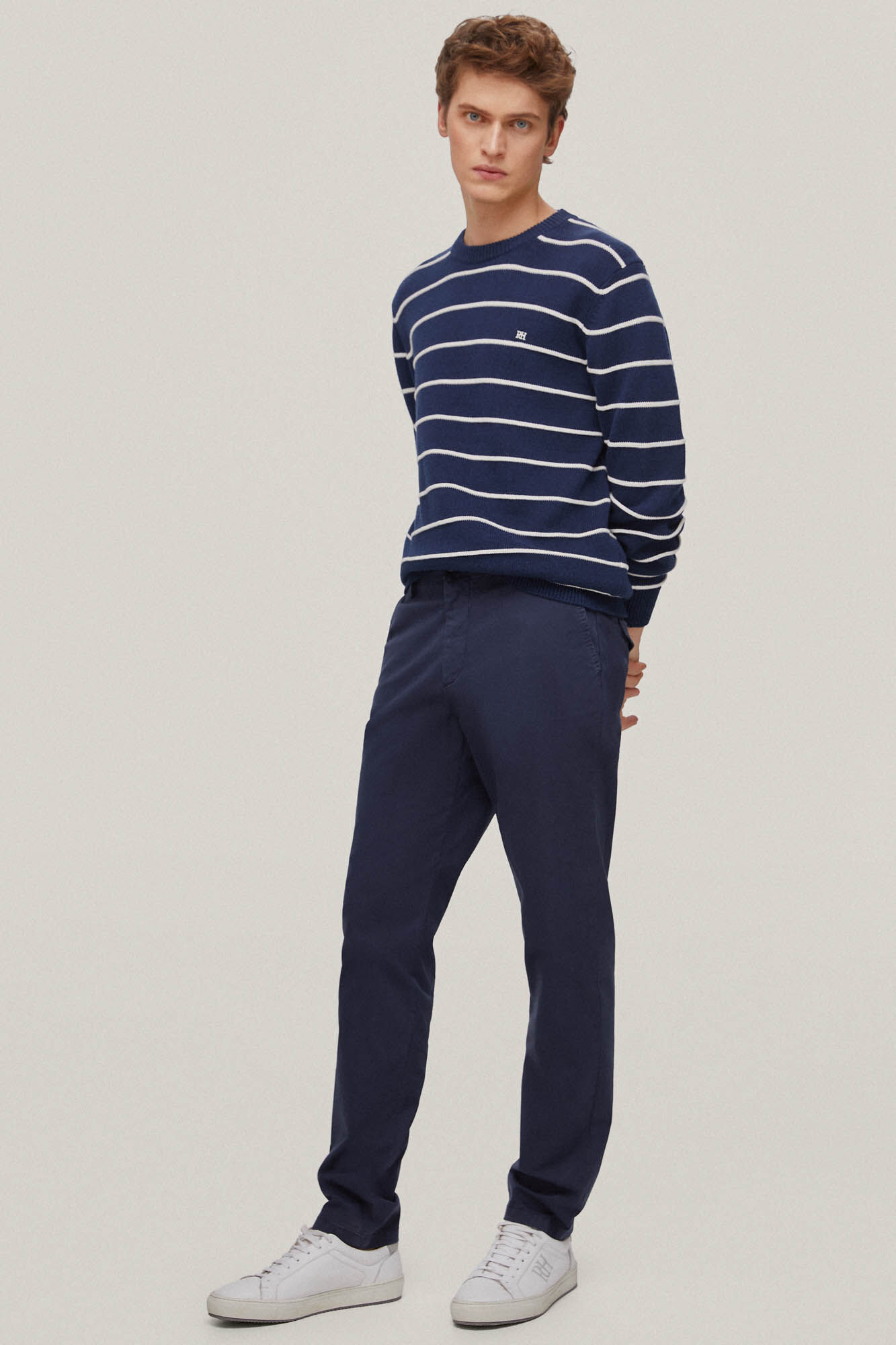 Calça chino premium, leve e de corte slim - Azul