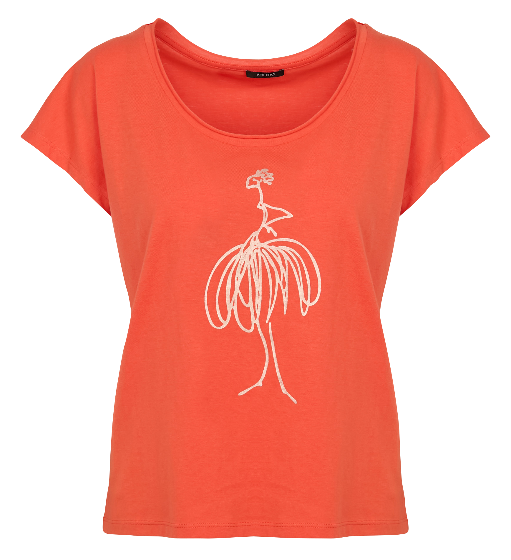 MALIA - Tee-shirt col rond en coton | Orange
