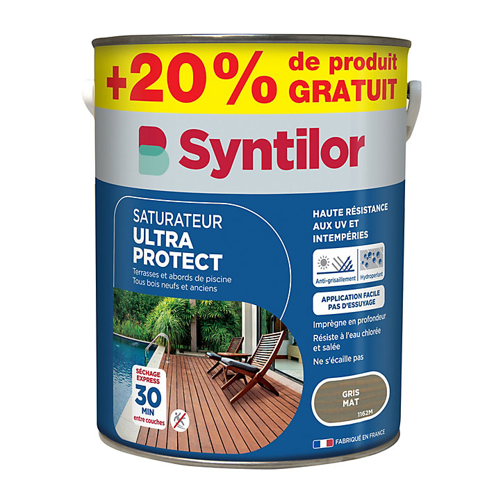 Saturateur extérieur Ultra Protect mat gris Syntilor 5L + 20% gratuit