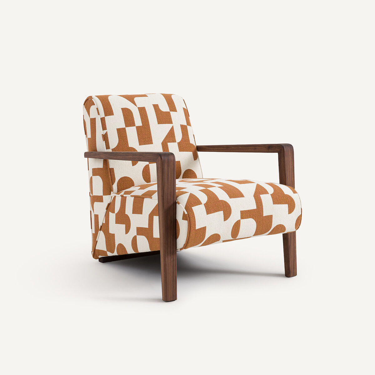 AM.PM<br>Poltrona de nogueira maciça, tecido jacquard, Sanami