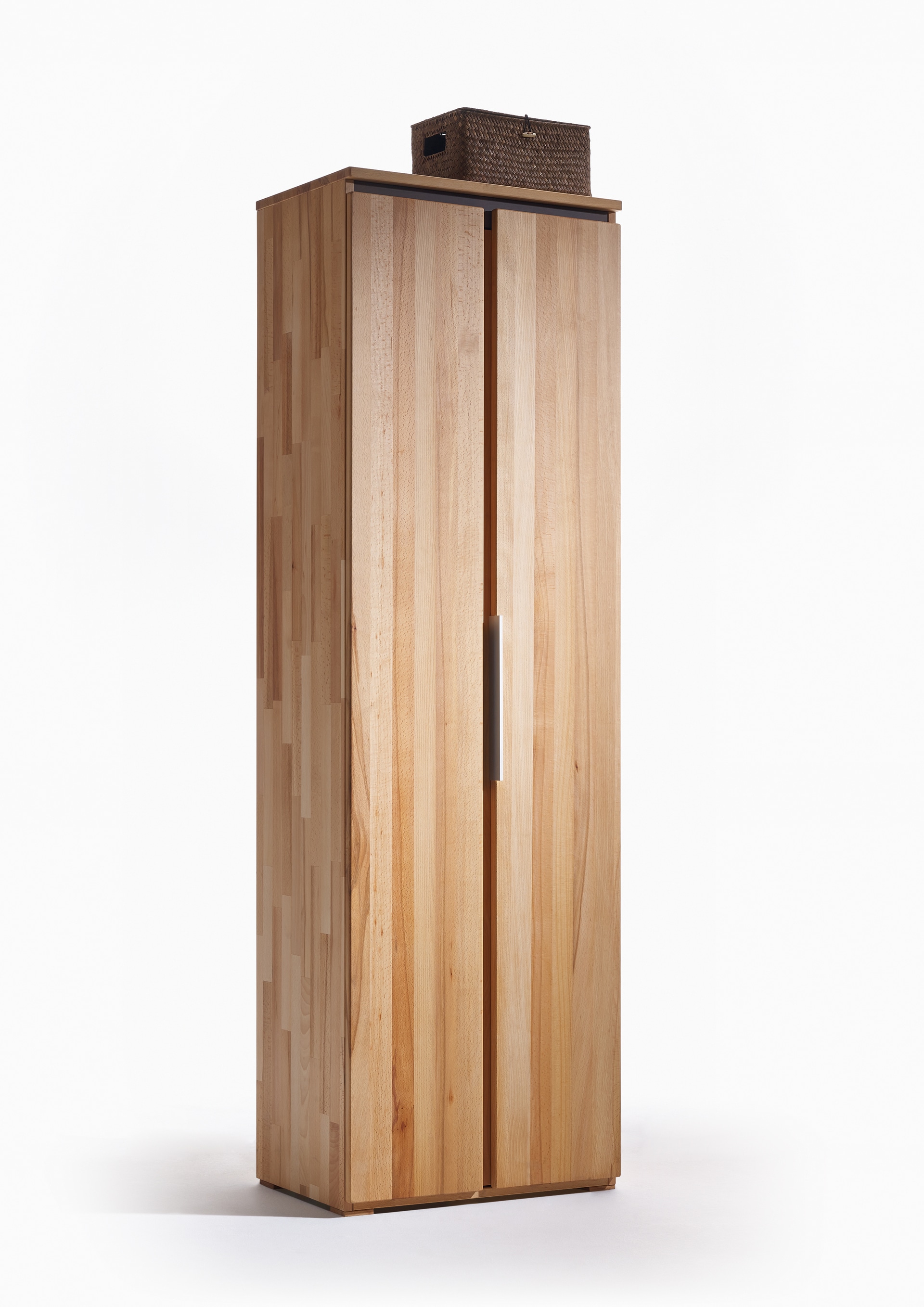 VALMONDO Garderobenschrank VICENZA 60 x 195 cm Kernbuche massiv natur geölt/Absetzung Anthrazit gebeizt