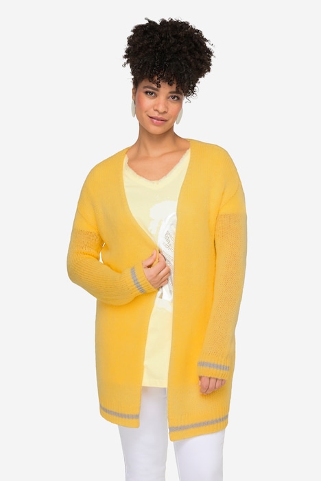 Strickjacke, Glitzer-Bündchen, offene Form, Langarm