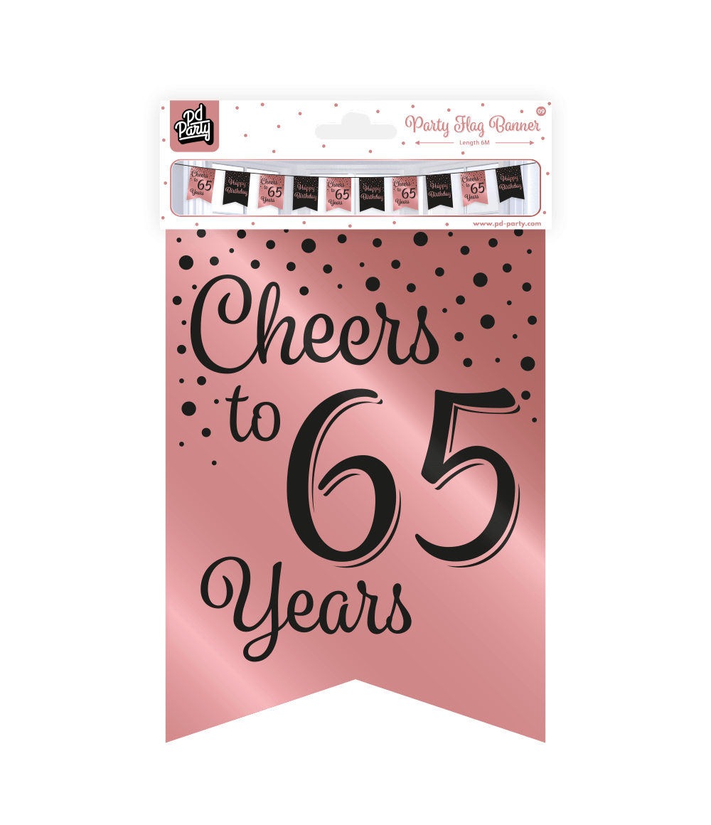 Banner 65 Jaar Roze Zwart 6m