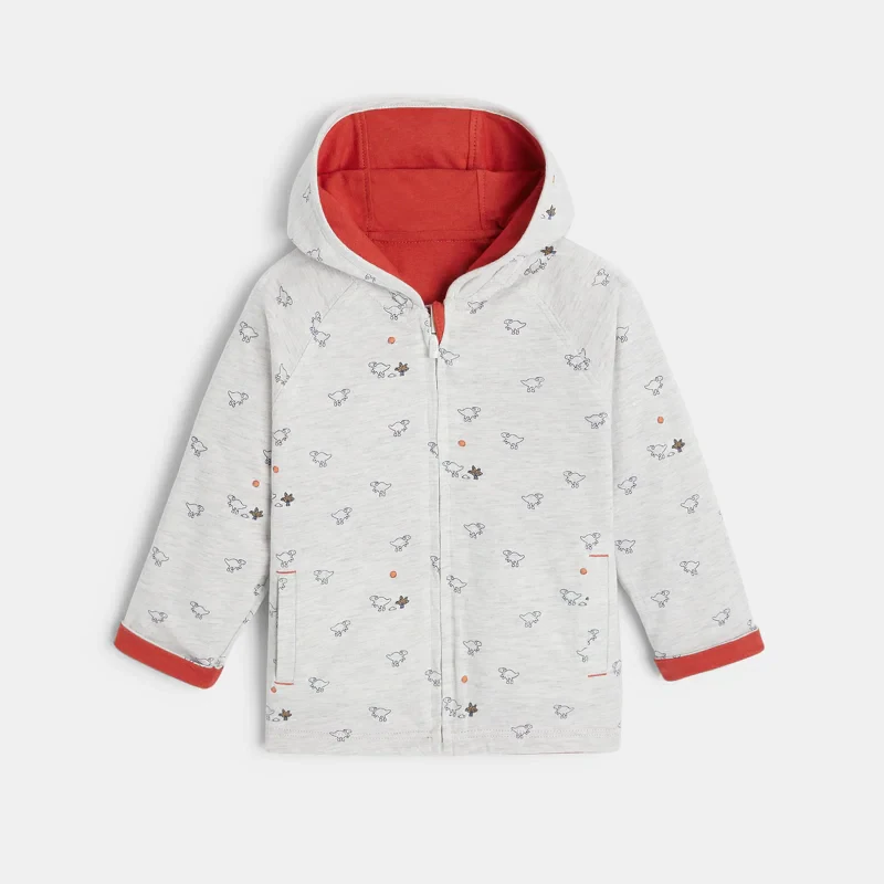 Sweat zippé à capuche réversible orange bébé garçon Orange