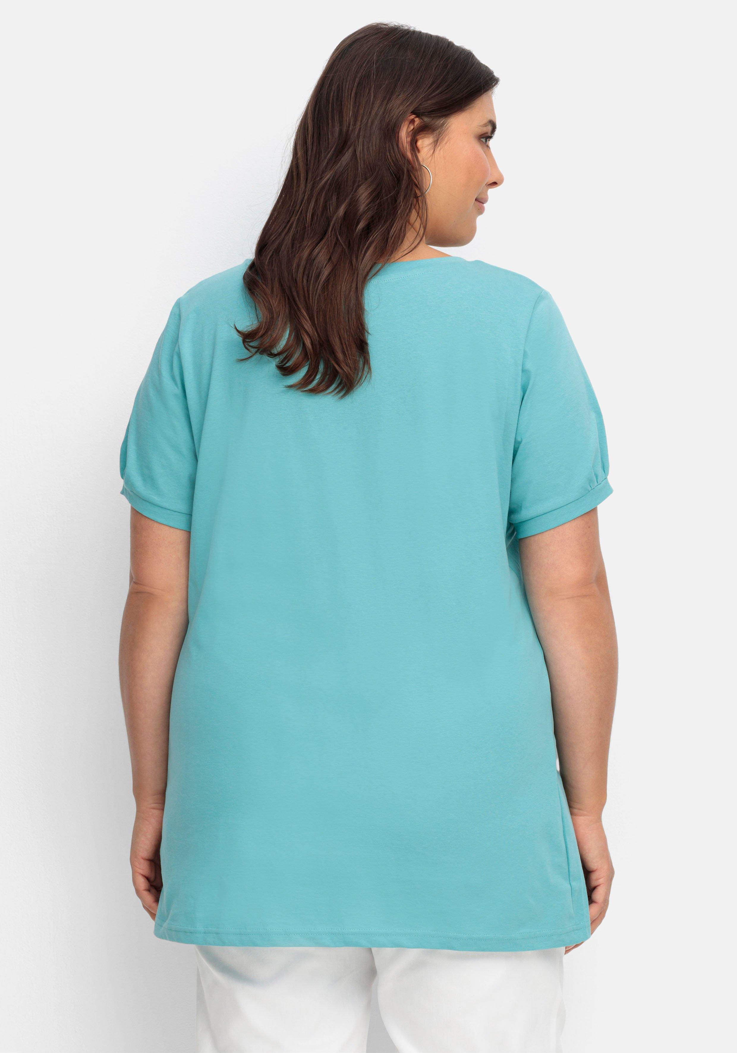 Longshirt mit Zierknöpfen am Ausschnitt