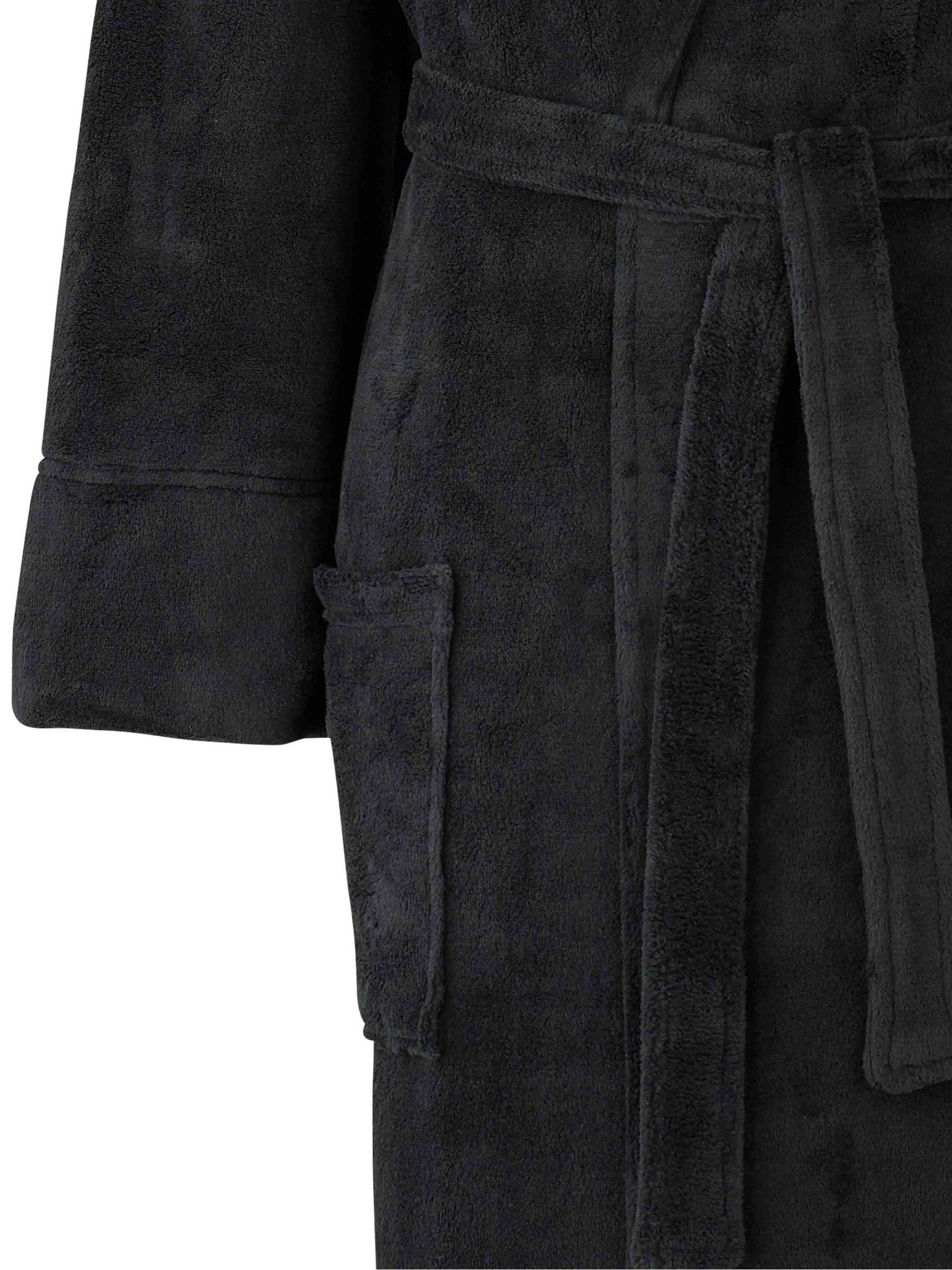 The Savile Row Company Lightweight Soft Fleece Black Dressing Gown
