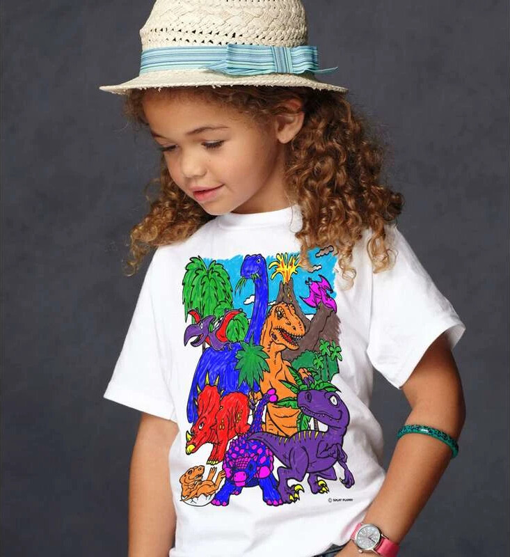 Splat Planet - T-Shirt Farv Og Vask Af - 10 Tuscher - 3-4 År - Dinosaur