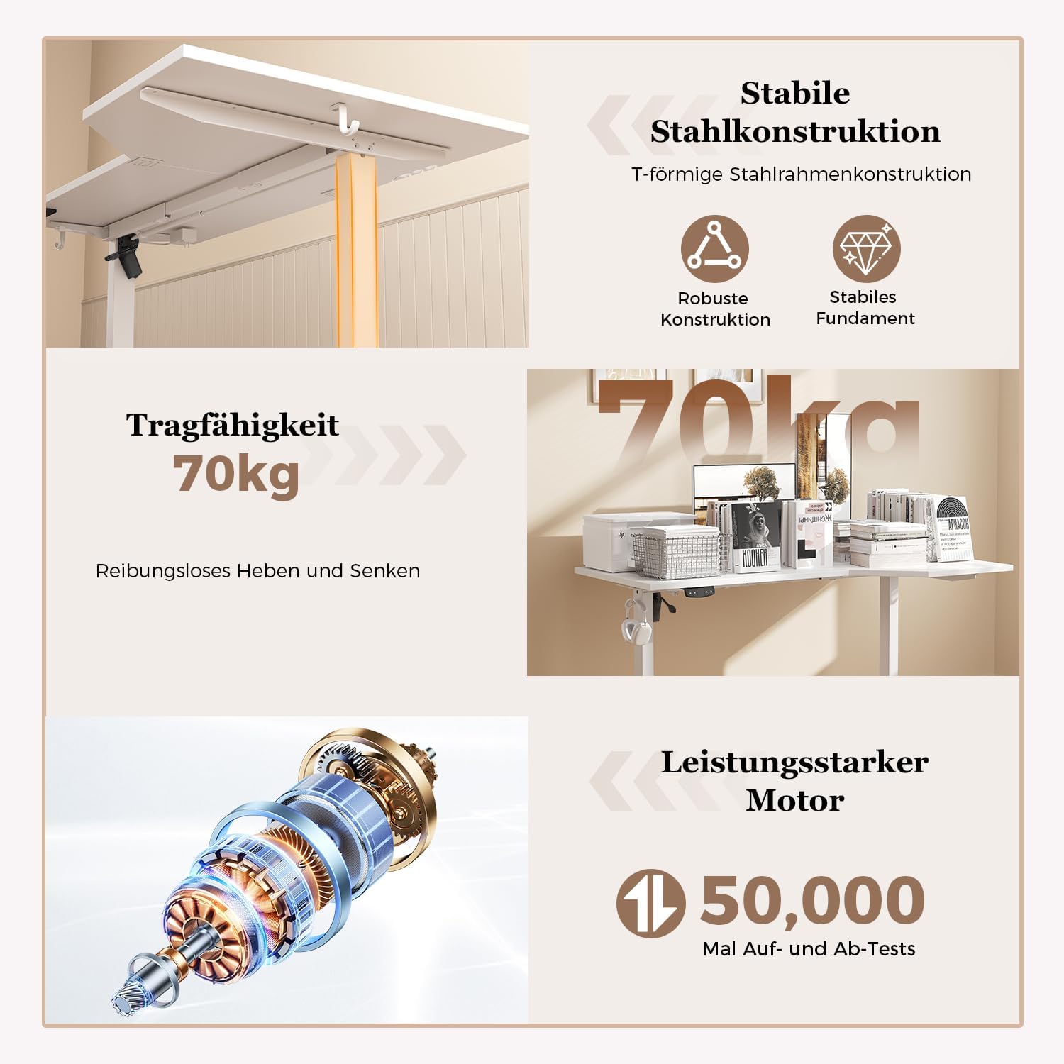 Klicelor L-förmiger Höhenverstellbarer Schreibtisch, 160 x (60-90 cm), Elektrischer Stehpult, Sitz-Steh-Schreibtisch für das Home Office, Ergonomischer Computertisch mit Spleißplatte, Weiß