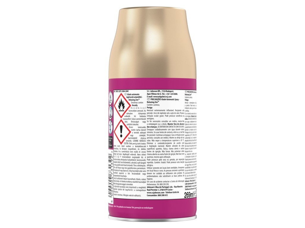 AMBIENTADOR GLADE AUTOMATIC RECARGA RELAXING ZEN LAVANDA E JASMIN E SANDALWOOD 3X269ML