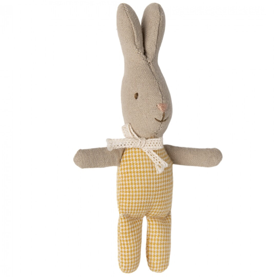 Maileg knuffelkonijn - my - yellow check - 11 cm