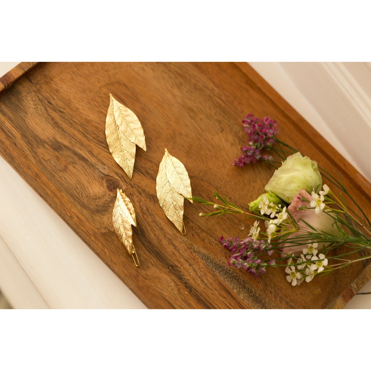 broche feuilles doré à l'or fin - THALIE