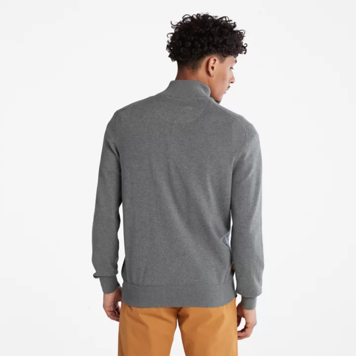Pull à encolure zippée en coton Williams River pour homme en gris foncé