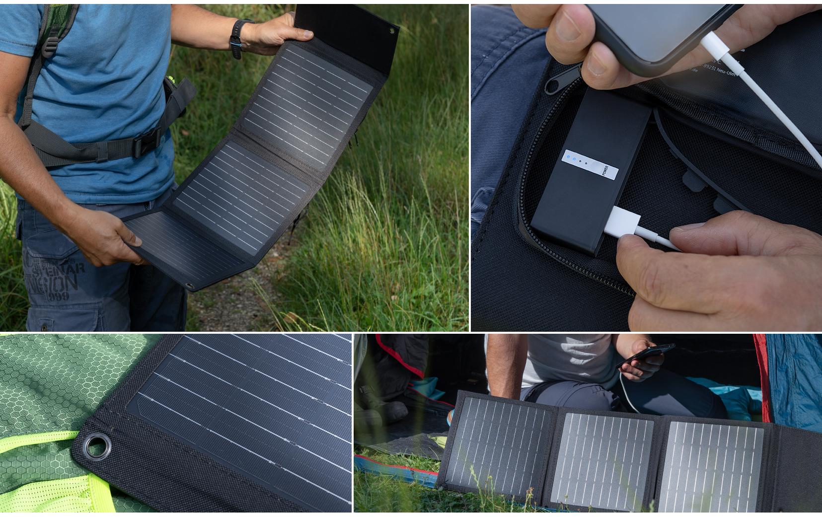 Solarpanel PB-10000 mAh 21W XL mit PowerbankBesonders leistungsstarke Energiequelle optimal für den autarken Einsatz