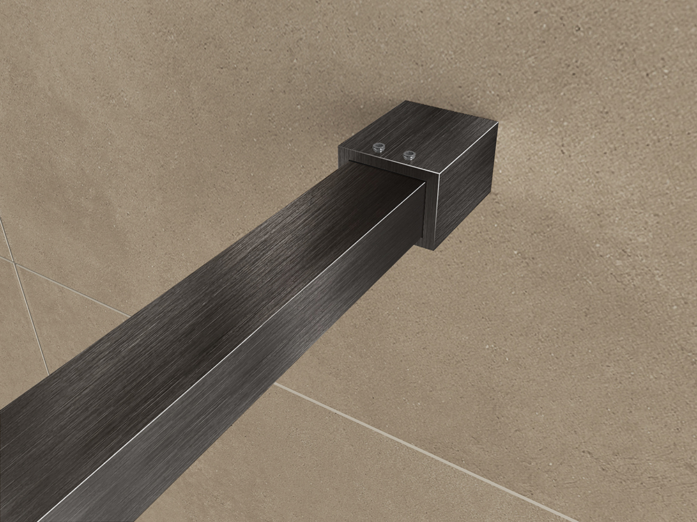 Mueller Slimline muurprofiel en stabilisatiestang voor losse glaswand gunmetal