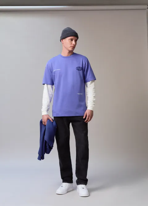 T-shirt met print culture paars (LILA)