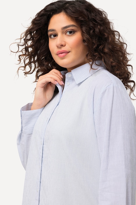 Bluse, Streifen, Hemdkragen, Langarm
